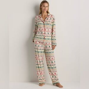 Quince Bamboo Jersey Long Sleeve Pajama Set (Holiday Print)
